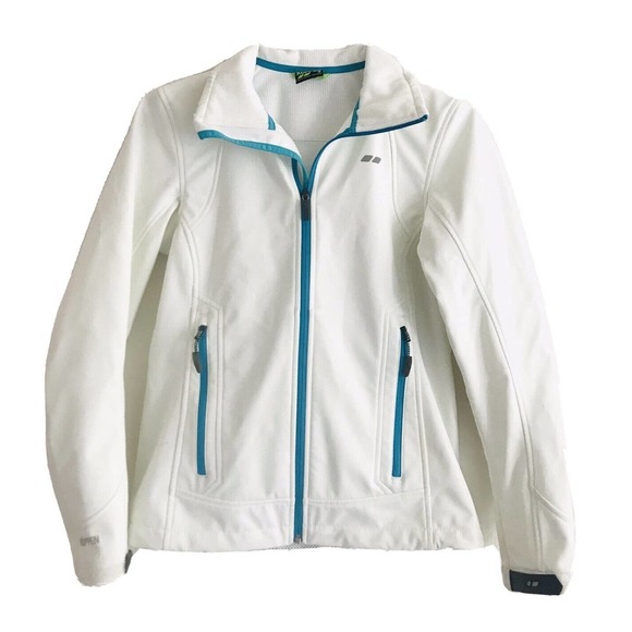 Koppen | Outdoor White Teal Jacket Womens Size S Front Zip Drawstring - Picture 1 of 12